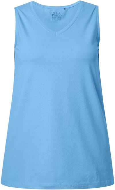 Ulla Popken - Dames - Top A-lijn V-hals mouwloos - Wolkenblauw - Maat 42+