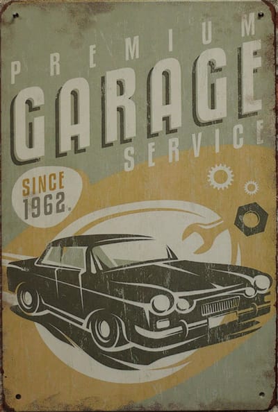 Wandbord - Garage premium service - Metalen wandbord - Mancave - Mancave decoratie - Retro - Metalen borden - Metal sign - Bar decoratie - Tekst bord - Wandborden – Bar - Wand Decoratie - Metalen b