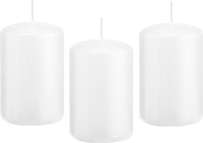 Trend Candles Cilinderkaars/stompkaars - 8x stuks - wit - 5 x 8 cm - 18 branduren - met brandvertragende folie