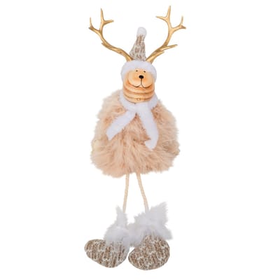 ARTYFETES - Houten en Bont Herten Decoratie 15,5 cm met Muts