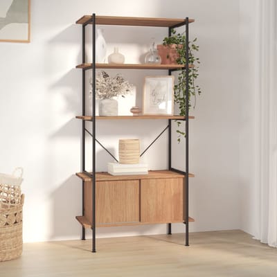 vidaXL - Opbergrek - 5-laags - met - kast - 80x40x163 - cm - staal - en - bewerkt - hout