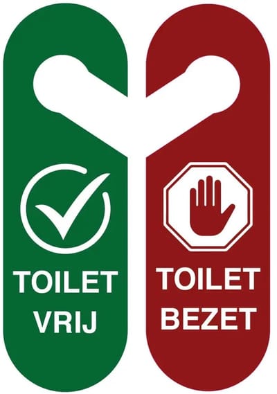 Deurhanger toilet vrij toilet bezet - Forex Re materiaal - dubbelzijdig | 25 x 8 cm