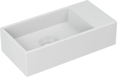 INK® Versus porseleinen fontein zonder kraangat met afzetplateau rechts 36 x 9 x 18 cm, mat wit