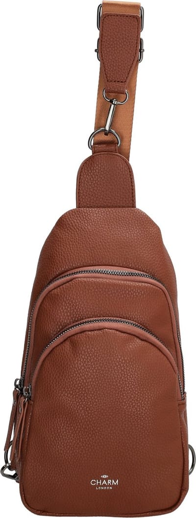 Charm London New York Schoudertas Dames - Crossbodytas met verstelbare schouderband - Tas van Imitatieleder - Bruin