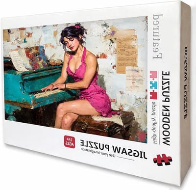 Houten Damespuzzel - Pianopuzzel Legpuzzel - Ontspannende Vrije Tijd - Achterkant Met Letters - 122 x 81 cm - Gedetailleerd Artistiek