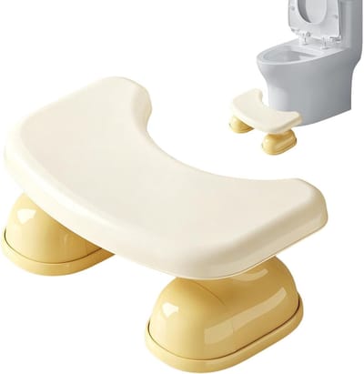 Toilet Opstapbankje - Hurk Verhoger - Houding Ondersteuning - Antislip Veiligheid - 39.5x25x16.5cm - Geel