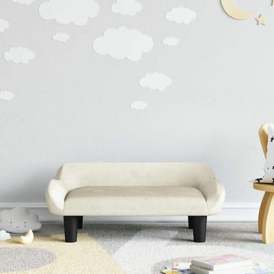 vidaXL - Kinderbank - 70x40x24 - cm - fluweel - crèmekleurig