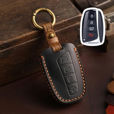 Leren Autotoetsenbord Hoesje Voor Hyundai Santa Fe Sport Equus Centennial Genesis G80 Grandeur Azera 2013 2014 Ix45 gray