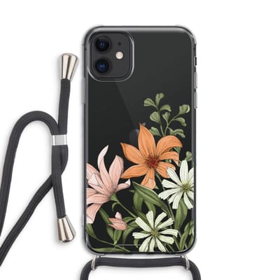 Case Company® - Hoesje met koord geschikt voor iPhone 11 hoesje met Koord - Floral bouquet - Telefoonhoesje met Zwart Koord - Bescherming aan alle Kanten en Over de Schermrand
