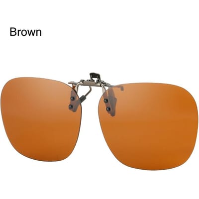 Metalen Clip Clip-on Zonnebril Handige Randloze Flip-up Zonnebril voor Op Sterkte Bril UV400 Polygonale Glazen bruin