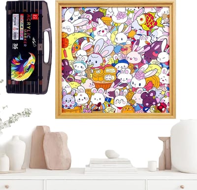 Houten Puzzel - Ambachtelijk Speelgoed - Creatieve Ontspanning - Dubbele Fotolijst - 31x31 cm - Multicolor
