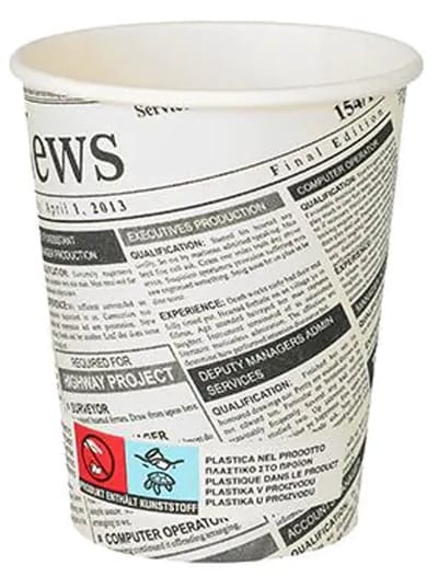 20x50 Drinkbekers, Karton To Go 0,2 l Ø 8 cm · 9,2 cm Newsprint
