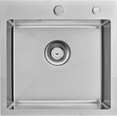 Auralum MAX Spoelbak Keuken 45x45 cm - Gootsteen RVS Geborsteld - Enkele Wasbak Met Kraangat - Inclusief Sifon - Opbouw & Vlakbouw