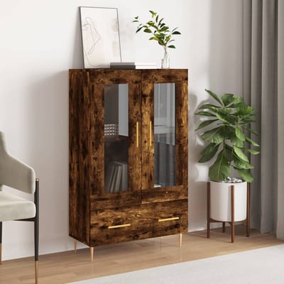 vidaXL - Hoge - kast - 69,5x31x115 - cm - bewerkt - hout - gerookt - eikenkleurig