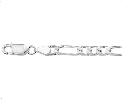 YO&NO - Ketting - Zilver - Figaro - 5mm - 60cm - Sieraden vrouw -  Heren - Gerhodineerd - Zilver 925