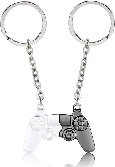 Bixorp Friends Controller BFF Sleutelhanger voor 2 Zilver/Zwart - Magnetische Sleutel hanger Vriendschap Cadeau