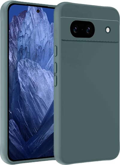 Hoesje - Geschikt voor Google Pixel 8a - Sterk & Shockproof - Siliconen Case - Hoes Cover - Telefoonhoes - Donkergroen
