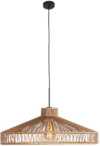 Hanglamp Ropex 4482ZW - Crème touwdesign, hoogte instelbaar, metaal en touw, Steinhauer, trendy stijl, ideaal voor binnengebruik