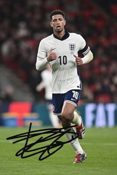 Gesigneerde 6x4 inch foto van Jude Bellingham voor Engeland Euro '24 – Perfect cadeau voor voetbalfans