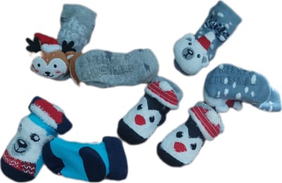 Baby - Kerstsokken - Set van 4 paar - Huissokken - Sokken - Unisex - kinderen - New Born - Warme wintersokken - Anti-slip - Kleur Meerkleurig - Maat 50-56 - Kerst - Kraamcadeau/Cadeau