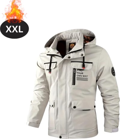 Bovista Windjas Voor Heren - Windjack - Waterdicht - Jas Met Capuchon - Outdoorjas - Volwassen - Wit - Maat XXL