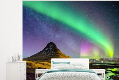 Behang - Fotobehang Aurora - Noorderlicht - Nacht - Breedte 275 cm x hoogte 220 cm