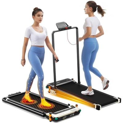 Akluer 520A-B Dubbelzijdige Loopband met Handgreep, 2.5PK Stille Motor, Max. Snelheid 4MPH, Capaciteit 150kg, Dubbel LED-Display