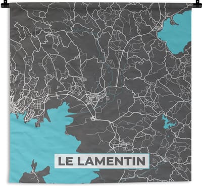Wandkleed - Wanddoek - Le Lamentin - Stadskaart - Kaart - Frankrijk - Plattegrond - 180x180 cm - Wandtapijt