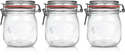 Kilner Weckpot 500ml | Voordeelset van 3 stuks | Premium kwaliteit | Robuust en Voedselveilig | Ideaal als voorraadpot, inmaakpot of conserveerpot
