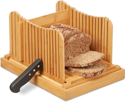Verte Broodsnijder Hulpmiddel - Broodsnijder - Verstelbaar Snijhulpstuk - Plank - Toast & Cake - Bamboe - Broodplank met Kruimelbakje - Naturel