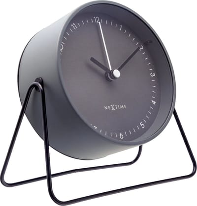 NeXtime Berlin Table – Tafelwekker – 14 × 13 × 7 cm – Metaal – Grijs – Stil