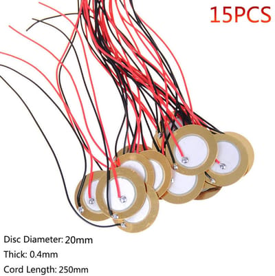 WK Set van 15 Piezo Pickups – 20mm Trillingssensoren – Voor Gitaar, Elektronische Drums, DIY-instrumenten & Elektronica – 25cm Kabel – Hoge Gevoeligheid & Duurzaam