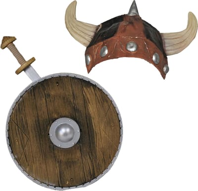 Funny Fashion Viking verkleed accessoire set - met helm - zwaard - en schild - Carnaval feestsetjes