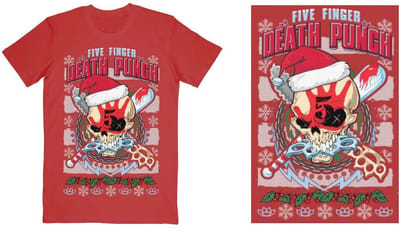 Five Finger Death Punch - Zombie Kill Xmas Heren Tshirt - S - Rood