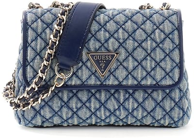 GUESS schoudertas Giully II Mini 2 Compartment Convertible Flap Denim blauw