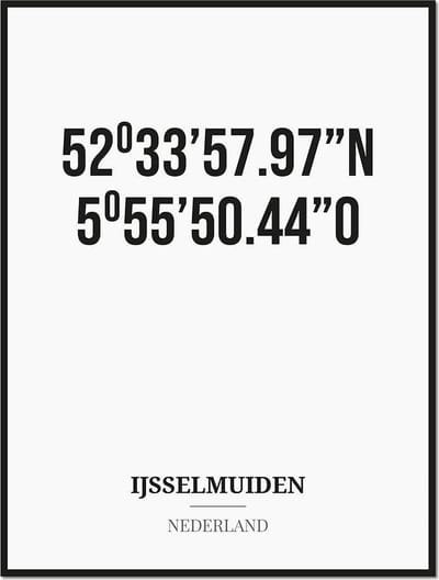 Poster/kaart IJSSELMUIDEN met coördinaten