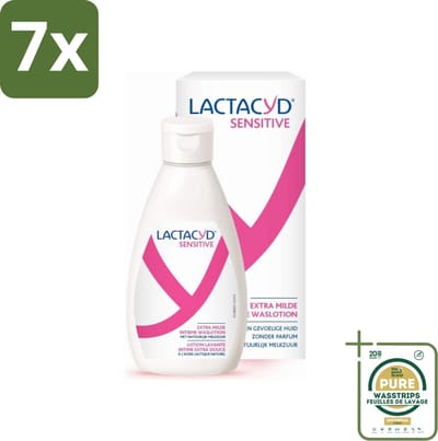 7 x Lactacyd Sensitive - Intieme Waslotion - Extra Gevoelig - Met Natuurlijk Melkzuur - 300 ml - Grootverpakking - Intieme Waslotion - Gevoelige Huid - Melkzuur - Katoenextract - Extra Milde Waslotion