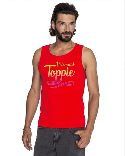 Rood Helemaal Toppie singlet/ mouwloos shirt heren S
