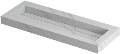INK Pitch Wastafel Keramische Slab Centraal met Drain en Front en Side Skirts Zonder Kraangat - 1200x450x90 mm - Calacatta Mat