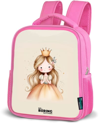 NoBoringSuitcases.com® - Rugzak roze - Schooltas meisjes - Prinses in gouden tinten - Kinder rugtas meisje - Boekentas kind - Kinderrugzak voor school - Schoolrugzak