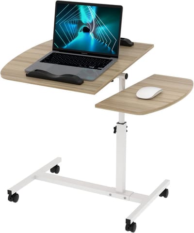 Mobiel Stabureau - Bedtafel Bijzettafel - Flexibel Werken - In Hoogte Verstelbaar - 60 x 40 cm - Houtkleur