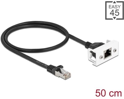 Delock Network Extension Cable for Easy 45 Module S/FTP RJ45 plug to RJ45 jack Cat.6A 50 cm black