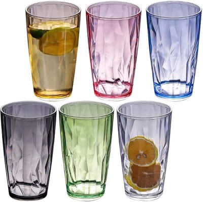 Kleurige Plastic Drinkglazen Set van 6 Stuks, 470 ml, Herbruikbare Water- en Sapglazen voor Thuis, Kamperen en Feesten