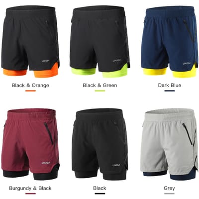 Short de Running 2 en 1 pour Homme Séchage Rapide Respirant Entraînement Actif Exercice Jogging Marathon Short de Cyclisme S gris