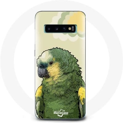 Coque - MANIACASE - Samsung Galaxy S10 - Souple - Vert - Perroquets vert