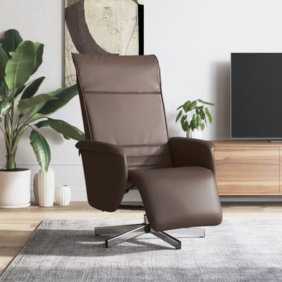 vidaXL - Fauteuil - verstelbaar - met - voetensteun - kunstleer - bruin