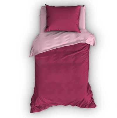 Satin d'Or Reverso Dekbedovertrek - Eenpersoons - 140x200/220 cm - Redbund/Rose