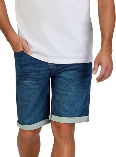 Stretch Denim Korte Broek Heren - Regular Fit Jeans Shorts Zomer Grijs Blauw