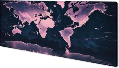 Wereldkaart Canvas - Wanddecoratie Muurdecoratie - Woonkamer Decoreren - Glitter Effect - 120x60cm - Multicolor