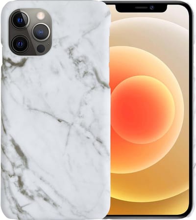 Hoesje Geschikt voor iPhone 12 Pro Hoesje Marmer Case Hard Cover - Hoes Geschikt voor iPhone 12 Pro Case Marmer Hoesje Backcover - Wit